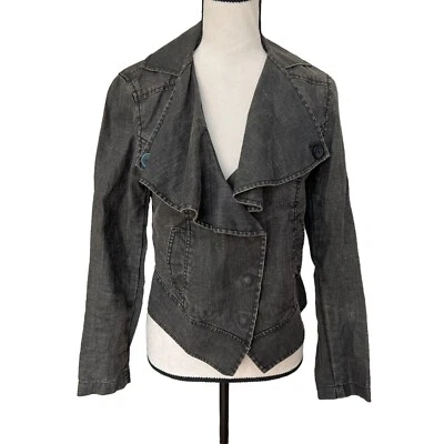 CAbi Jacket Waxed Linen Charcoal Black Womens Size S - Image 1 of 4