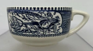 Vintage Currier and Ives Blue and White Coffee/Tea Cups (set of 6) - Picture 1 of 8