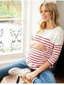 Seraphine 1 Jillian Breton Stripe Maternity Nursing Top Red/White Size 8 - Picture 1 of 7