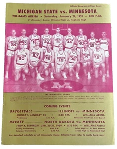 Minnesota Golden Gophers Vs Michigan St. Basketball Jan 24, 1959 Program (B135) - Picture 1 of 4