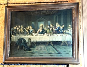VINTAGE BRUNOZETTI THE LAST SUPPER PRINT ORIGINAL FRAME 18.5 X 14.5 (2F) - Picture 1 of 4