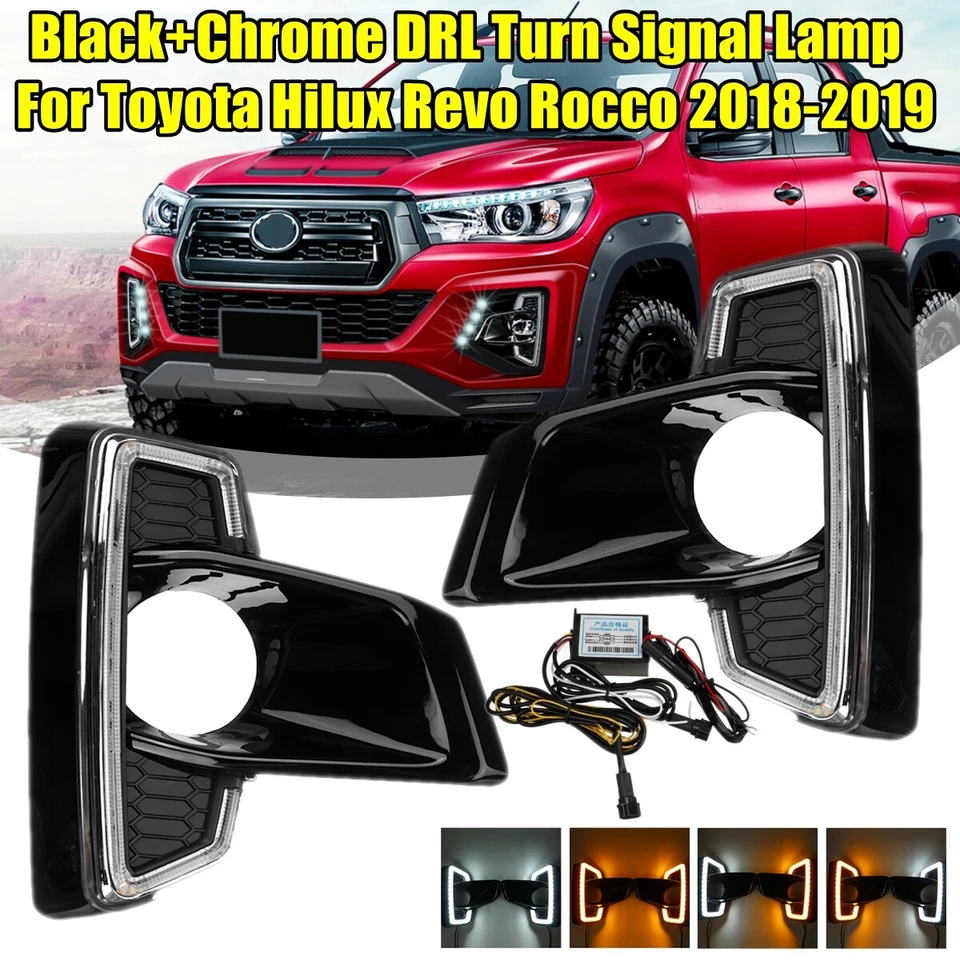 For Toyota Hilux Revo Rocco 2018 2x LED Daytime Running Signal Lights Fog Lamps — 第 1/4 张图片