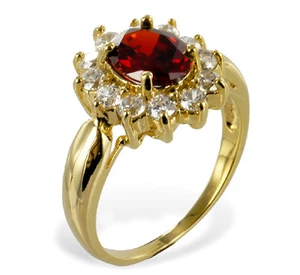 GOLD DOUBLE *** Zirkonia weiß granat rot Ring vergoldet, Gr. 54, 60 - Picture 1 of 2
