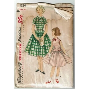 PARTIAL CUT Sewing Pattern Simplicity 1254 Dress Detachable Collar Girls Size 10 - Picture 1 of 2
