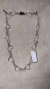 Collana in argento 925 rodiata ,maglia a cuori  cm 48 - Foto 1 di 1