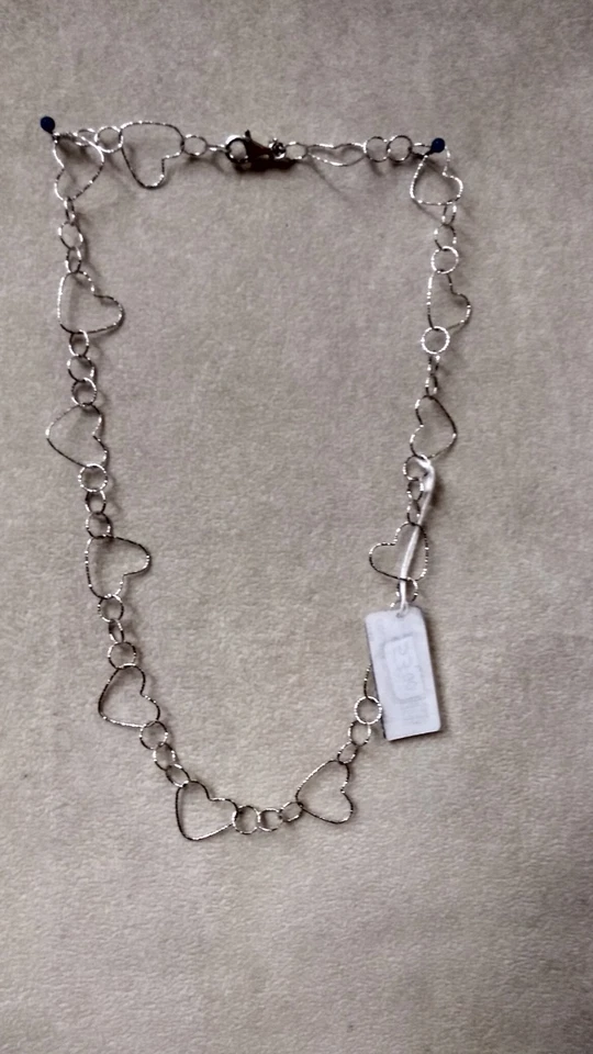 Collana in argento 925 rodiata ,maglia a cuori  cm 62 - Immagine 1 di 1