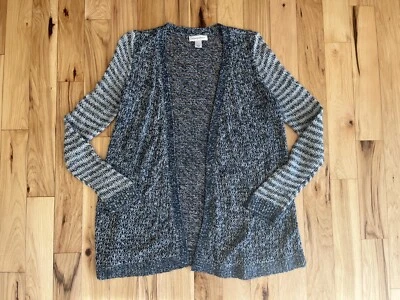 Christopher & Banks talla Suéter de punto abierto jaspeado azul y blanco para mujer LG Foto 1 de 4