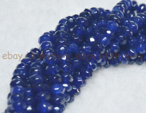 Dark Blue 4x6mm Faceted Jade Japer Gemstone Roundel Loose Beads 15" Strand AA