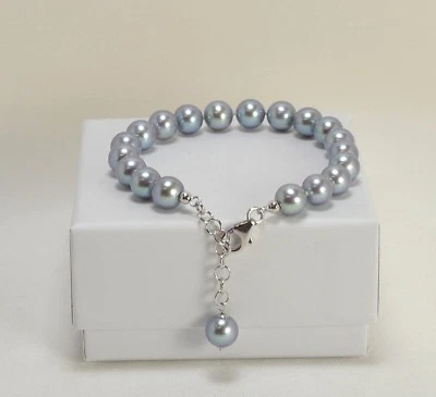 BRACCIALE IN ARGENTO 925 CON PERLE D'ACQUA DOLCE GRIGIO CHIARO NODINI AGRP 0108 - Immagine 1 di 3
