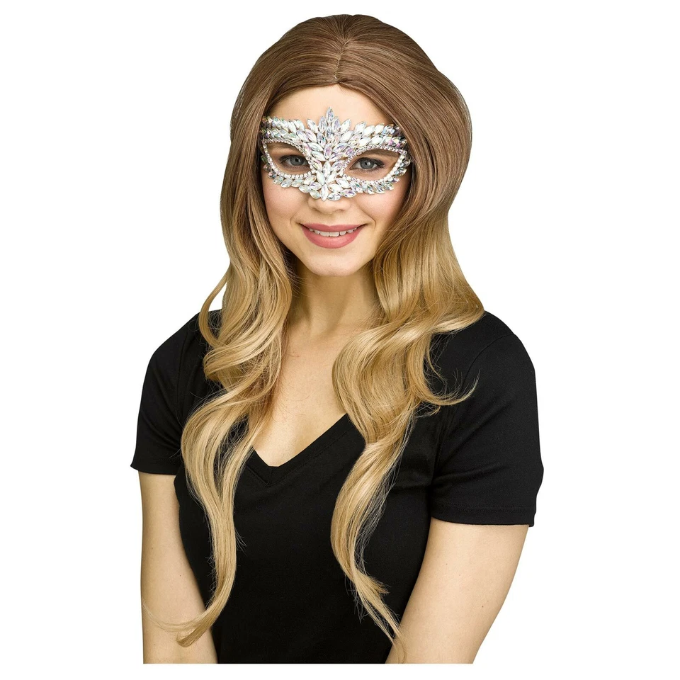 Adult Womens Rhinestone Crystal Gems Royal Masquerade Halloween Costume Eye Mask - Image 1 of 1
