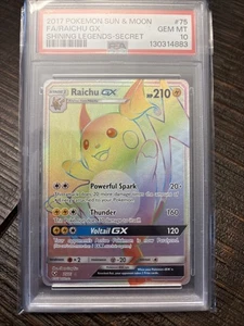 Pokemon Raichu GX Shining Legends Secret Rare Full Art #75 PSA 10 Gem Mint - Picture 1 of 2