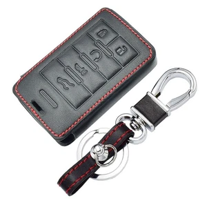For Cadillac DTS STS Black Leather 5 Buttons Protective Remote Key Chain Cover - Picture 1 of 4