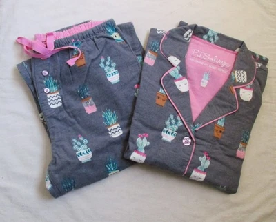 Conjunto de pijama de franela suculentas algodón gris pequeño Pj SalvageI'm A SUCCA FOR YOU nuevo sin etiquetas Foto 1 de 4