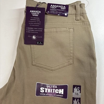 Gloria Vanderbilt Amanda эластичной Jean классический крой сужающийся 16 длиной (35 x 32) новый с Ярлыками - Изображение 1 из 4