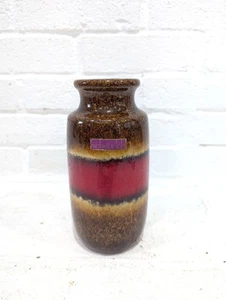 Vintage Scheurich Pottery Vase Red Brown Tan 213-20 West Germany 8 Inch - Picture 1 of 8