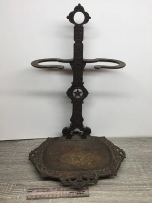 Старинный литой камин инструмент стойка звезда и подкова винтажный - Изображение 1 из 4