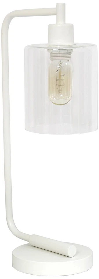 Lámpara de escritorio All The Rages Lalia de hierro blanco de 19" de alto con pantalla de vidrio Foto 1 de 1