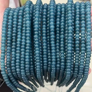 Cuentas espaciadoras de disco rondelle de jade calcedonia azul gris teñido de alta calidad de 4x6 mm 15"" - Imagen 1 de 6