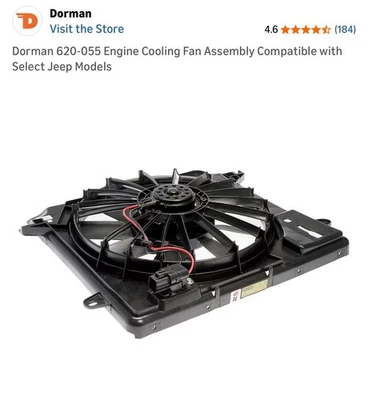 620-055 Dorman Cooling Fan Assembly New for Jeep Wrangler 2007-2011 - Imagem 1 de 4