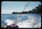 Waterskiing Man Lake 1950s 35mm Slide Red Border Kodachrome Boat