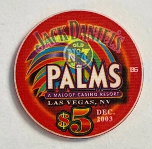 Palms Las Vegas Jack Daniel's $5 Casino Chip Old Number 7 Nevada 2003 LTD - Foto 1 di 2