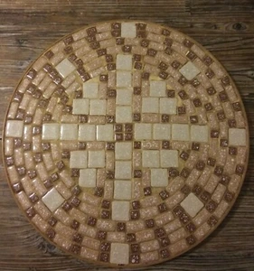 Rubbermaid JBI 2714 2 Mosaic Tile Lazy Susan Turn Table Brown Tan 13" Rare - Picture 1 of 7
