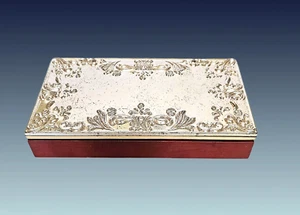 Godinger Silverplated Double Frame Cherry Wood Jewelry Trinket Box 8.5" x 4.25" - Picture 1 of 11