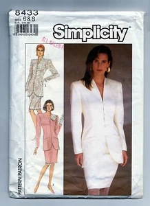 VTG SIMPLICITY PATTERN 8433 EASY TO MAKE LINED MISSES SUIT JACKET SKIRT SML 6, 8 - Picture 1 of 2