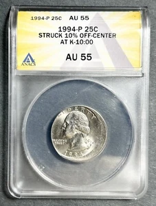 1994 P Washington Quarter AU55 ANACS Off Center Mint Error - Picture 1 of 2