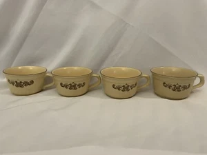 Set of 4 Vintage Pfaltzgraff Brown Tan Village Coffee Tea Mugs 6-1 Retro Pottery - Picture 1 of 10