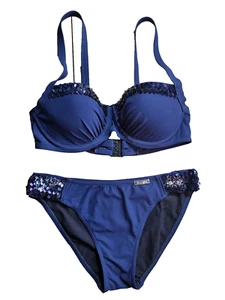 Opera Bikini Größe 36 B Cup Bademode Dunkelblau Paillette Trägerbikini mit Bügel - Bild 1 von 4