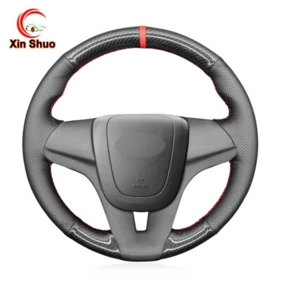 Cubierta de volante de cuero artificial de fibra de carbono para Chevrolet Cruze Orlando Foto 1 de 4
