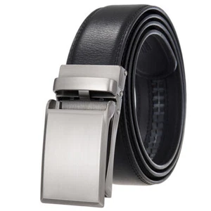 HJones Luxury Men's Leather Belt Automatic Buckle Belt Ratchet Strap Gift Jeans - Picture 1 of 4