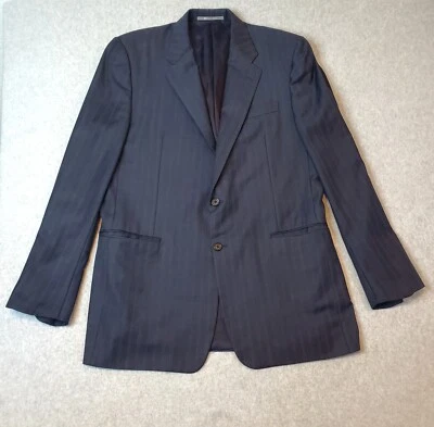 Hickey Freeman Suit Jacket Sport Coat 2 Button Blue PinStripe 44L 100% Wool EUC - Image 1 of 4