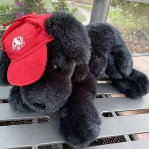 Gund 1995 Eddie Bauer Black Labrador Dog Plush 16” Red Hat Cap Stuffed Vintage - Picture 1 of 12