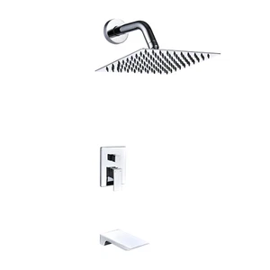 8" Rain Shower Head Tub and Shower Faucet System Polished Chrome Finish - Picture 1 of 8