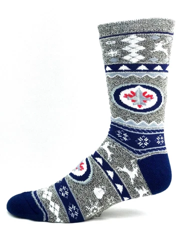 Winnipeg Jets Adult Ugly Christmas Sweater Holiday Crew Socks Cover