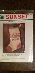 Christmas Stocking Kit Sunset Dimensions Patchwork 1989 USA (Opened Incomplete) - Picture 1 of 2