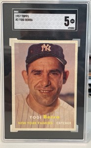 1957 Topps Yogi Berra #2 SGC EX 5, PERFECT CENTERING