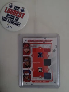 2008 ITG TEAM SUPERLATIVE 1/1 RUSSIAN STARS DATSYUK/KOVALCHUK/OVECHKIN GAME USED - Picture 1 of 2