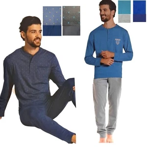 Pigiama uomo in cotone 100 % estivo primavera manica lunga pantalone lungo Vanuè - Picture 1 of 20