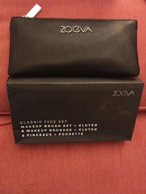 ZOEVA Classic Face Set 6 Makeup Brushes + Clutch. Imperfect Box.