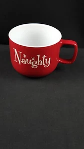 Naughty Nice Red Coffee Mug Cocoa Global Design Connections Retro Christmas #TA2 - Picture 1 of 6