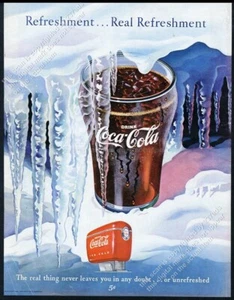 1949 clase Coca-Cola dispensador de carámbanos de nieve arte Coca Cola anuncio impreso vintage - Imagen 1 de 7