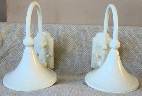 Antique Vintage Italian Railway Street Wall Light Lamps PAIR Cover