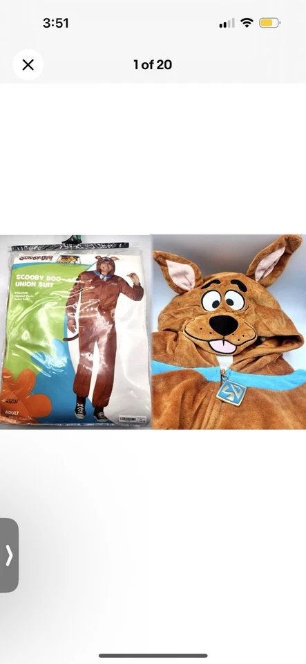 Macacão SCOOBY-DOO adulto união capuz pijama fantasia pelúcia zíper espírito P/M - Imagem 1 de 4