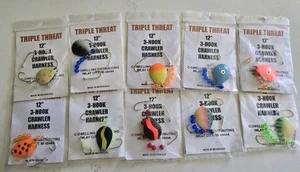 10 PKGS TRIPLE THREAT 12 INCH 3 HOOK CRAWLER HARNESS'S NEW FREE SHIPPING - Picture 1 of 1