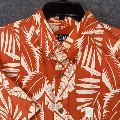 Camisa De Colección Chaps Ralph Lauren Hombres Manga Corta Con Botones Floral Naranja Talla L Foto 1 de 4