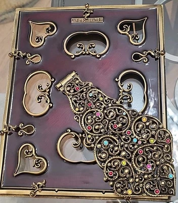 Jay Strongwater 8,5 x 10,5 Marco Esmaltado Rojo Bambú Tortuga Swarovski Joyas Foto 1 de 4