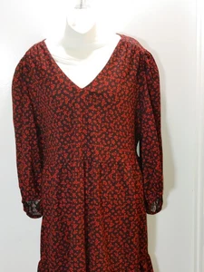 Sandra Darren 2XL Black Floral 3/4 Balloon Sleeve Business Career Tiered Dress - Picture 1 of 10